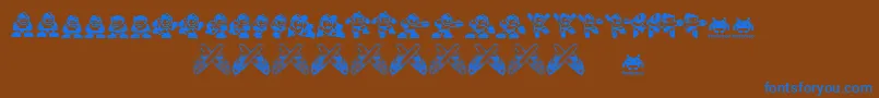 Megaman.Fontvir.Us-Schriftart – Blaue Schriften auf braunem Hintergrund