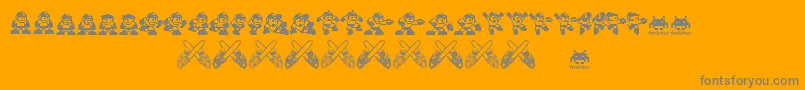 Megaman.Fontvir.Us-Schriftart – Graue Schriften auf orangefarbenem Hintergrund