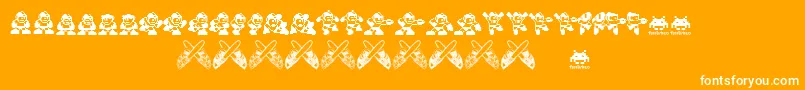 Megaman.Fontvir.Us-Schriftart – Weiße Schriften auf orangefarbenem Hintergrund