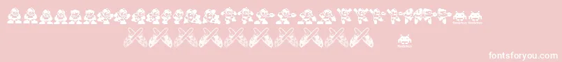 Шрифт Megaman.Fontvir.Us – белые шрифты на розовом фоне