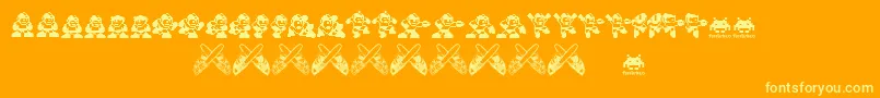 Megaman.Fontvir.Us-Schriftart – Gelbe Schriften auf orangefarbenem Hintergrund