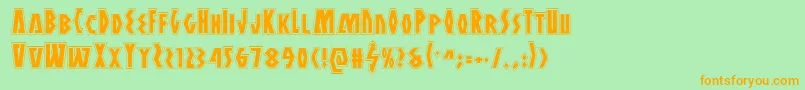 Antikytheraacad-Schriftart – Orangefarbene Schriften auf grünem Hintergrund