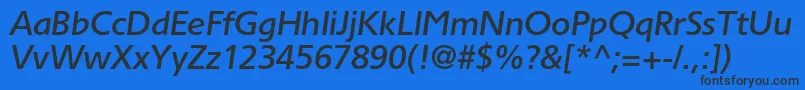 TornadomediumcItalic-Schriftart – Schwarze Schriften auf blauem Hintergrund