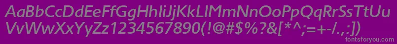 TornadomediumcItalic-fontti – harmaat kirjasimet violetilla taustalla