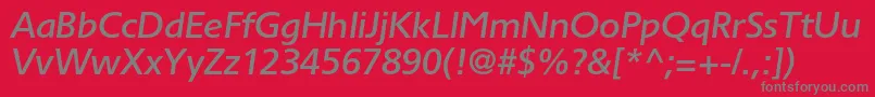 Czcionka TornadomediumcItalic – szare czcionki na czerwonym tle