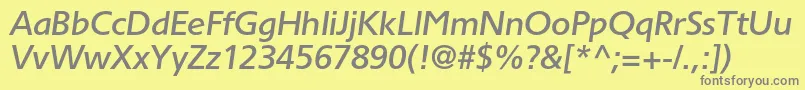 TornadomediumcItalic Font – Gray Fonts on Yellow Background