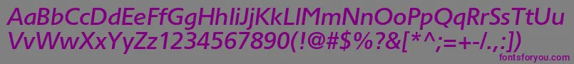 TornadomediumcItalic-fontti – violetit fontit harmaalla taustalla