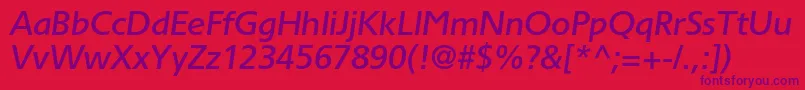 TornadomediumcItalic Font – Purple Fonts on Red Background
