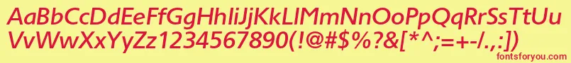 フォントTornadomediumcItalic – 赤い文字の黄色い背景