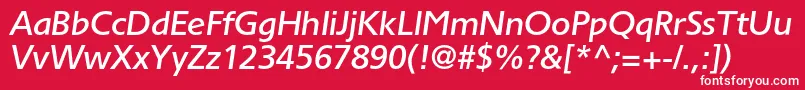 Fonte TornadomediumcItalic – fontes brancas em um fundo vermelho