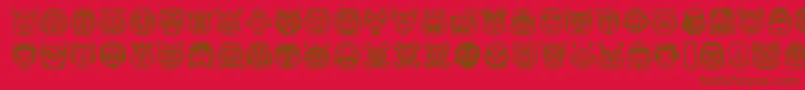 PixelFreaksV1-fontti – ruskeat fontit punaisella taustalla