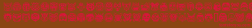 PixelFreaksV1-Schriftart – Rote Schriften auf braunem Hintergrund