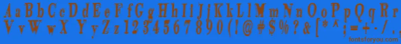 Tidekopr-Schriftart – Braune Schriften auf blauem Hintergrund