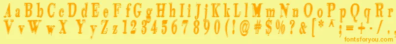 Fonte Tidekopr – fontes laranjas em um fundo amarelo