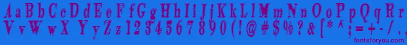フォントTidekopr – 紫色のフォント、青い背景