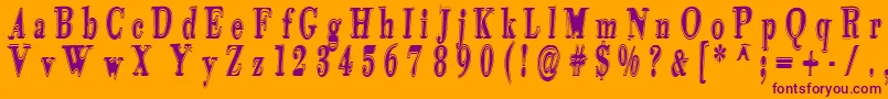 Tidekopr-Schriftart – Violette Schriften auf orangefarbenem Hintergrund