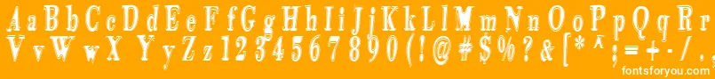 Tidekopr-Schriftart – Weiße Schriften auf orangefarbenem Hintergrund
