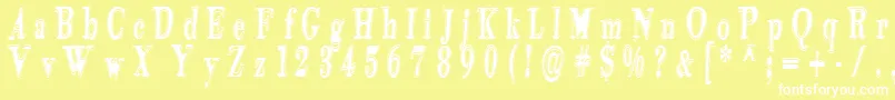 Tidekopr-Schriftart – Weiße Schriften auf gelbem Hintergrund