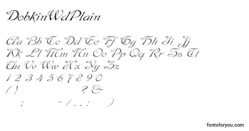 Schriftart DobkinWdPlain – Alphabet, Zahlen, spezielle Symbole