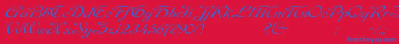 DobkinWdPlain Font – Blue Fonts on Red Background