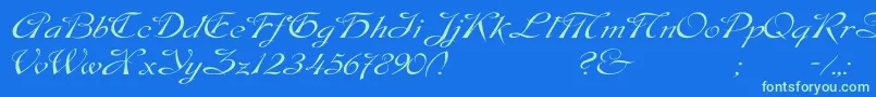 DobkinWdPlain Font – Green Fonts on Blue Background