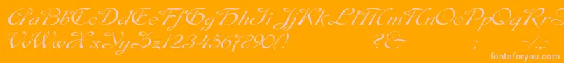 DobkinWdPlain-Schriftart – Rosa Schriften auf orangefarbenem Hintergrund