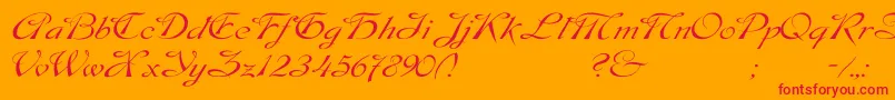 DobkinWdPlain Font – Red Fonts on Orange Background