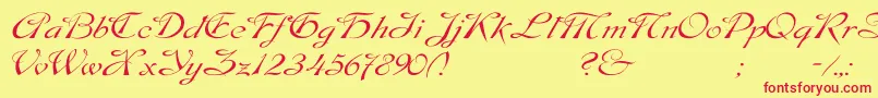 DobkinWdPlain Font – Red Fonts on Yellow Background