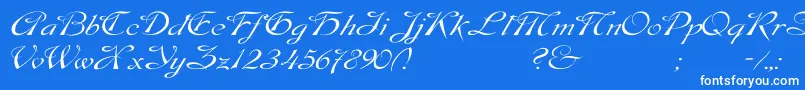 DobkinWdPlain-Schriftart – Weiße Schriften auf blauem Hintergrund