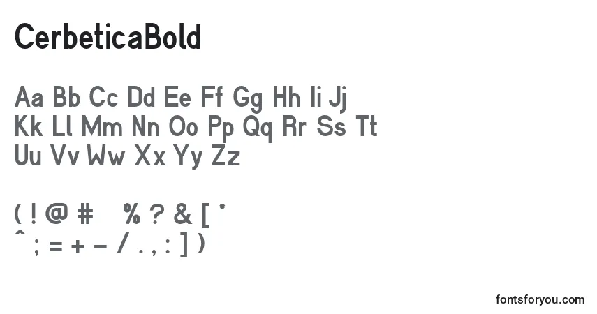 Шрифт CerbeticaBold – алфавит, цифры, специальные символы