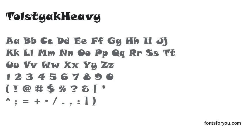Czcionka TolstyakHeavy – alfabet, cyfry, specjalne znaki