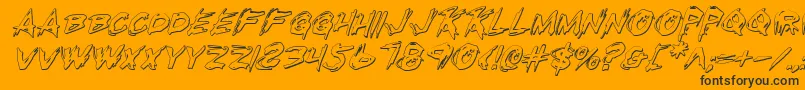 RighteousKillOutlineItalic-Schriftart – Schwarze Schriften auf orangefarbenem Hintergrund