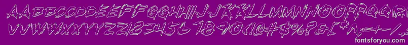 RighteousKillOutlineItalic Font – Green Fonts on Purple Background