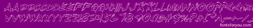 RighteousKillOutlineItalic-fontti – vaaleanpunaiset fontit violetilla taustalla