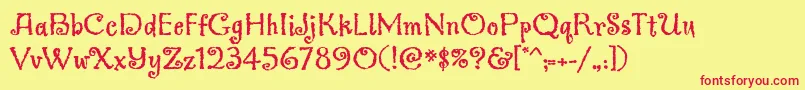 フォントGreymantlemvbstd – 赤い文字の黄色い背景