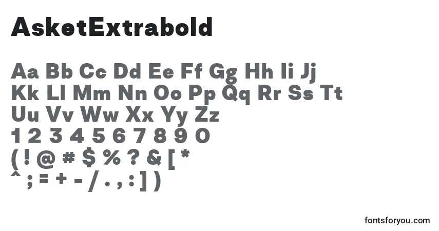 Schriftart AsketExtrabold – Alphabet, Zahlen, spezielle Symbole