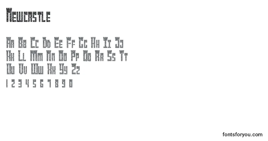 Schriftart Newcastle – Alphabet, Zahlen, spezielle Symbole