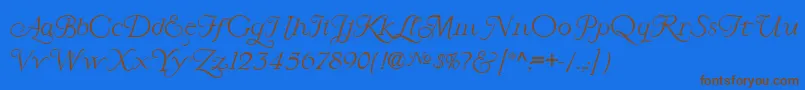 LarisaScript-Schriftart – Braune Schriften auf blauem Hintergrund