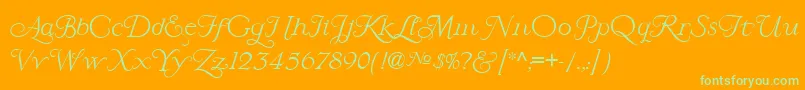 LarisaScript-Schriftart – Grüne Schriften auf orangefarbenem Hintergrund