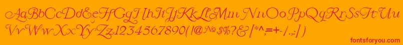 LarisaScript-Schriftart – Rote Schriften auf orangefarbenem Hintergrund