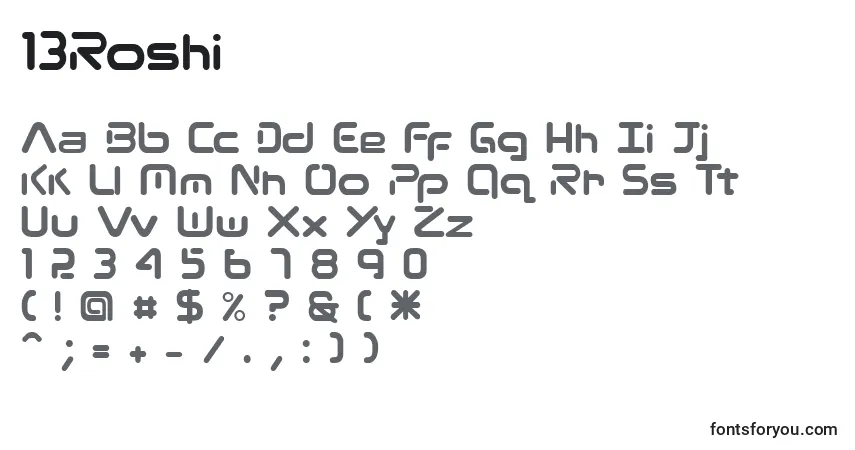 Schriftart 13Roshi – Alphabet, Zahlen, spezielle Symbole
