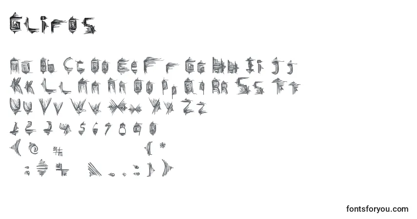 Schriftart Glifos – Alphabet, Zahlen, spezielle Symbole