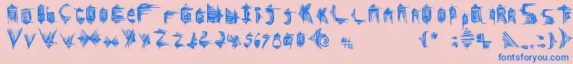 fuente Glifos – Fuentes Azules Sobre Fondo Rosa