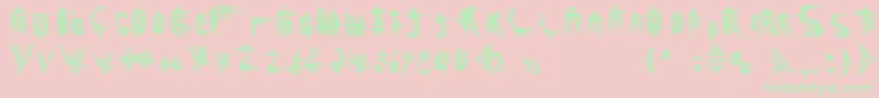 Glifos-Schriftart – Grüne Schriften auf rosa Hintergrund