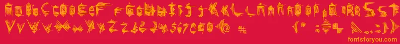 フォントGlifos – 赤い背景にオレンジの文字