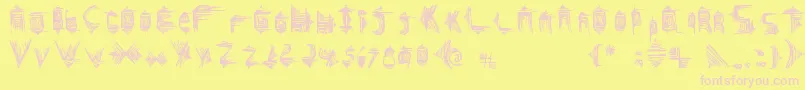 Glifos-Schriftart – Rosa Schriften auf gelbem Hintergrund