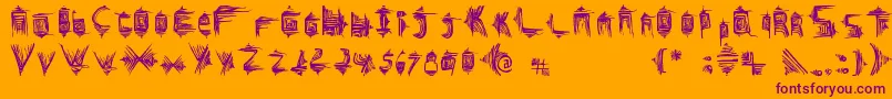 Glifos-Schriftart – Violette Schriften auf orangefarbenem Hintergrund