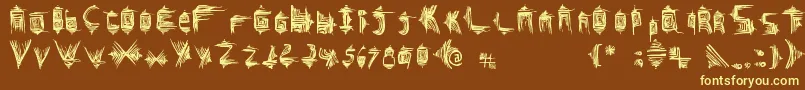 Glifos-fontti – keltaiset fontit ruskealla taustalla