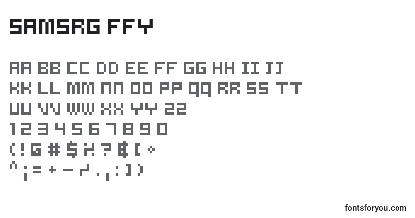 Czcionka Samsrg ffy – alfabet, cyfry, specjalne znaki
