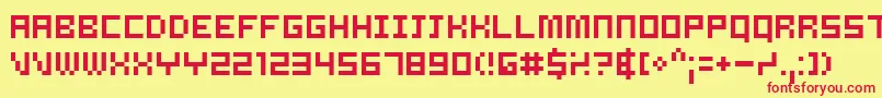 フォントSamsrg ffy – 赤い文字の黄色い背景